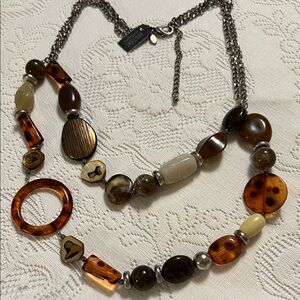 Additions by Chico's Earth Tone Beaded Necklace